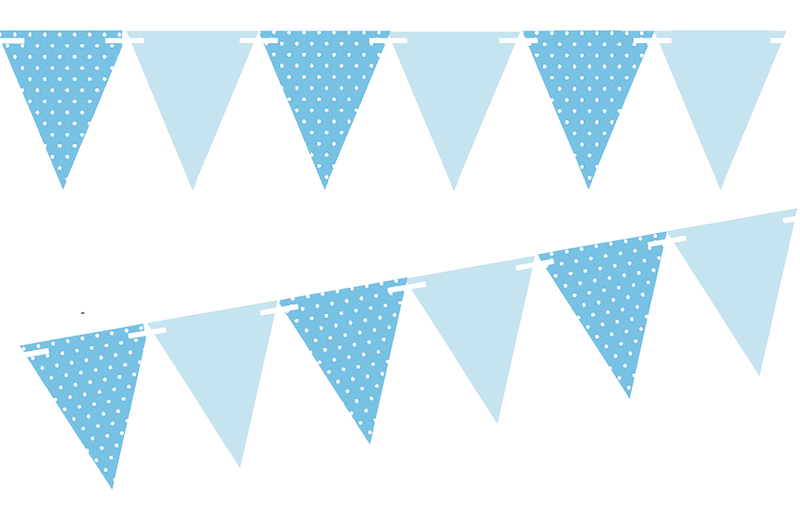 Light Blue Polka Dot - Solid Light Blue 10ft Vintage Pennant Banner Paper Triangle  Bunting Flags for Weddings, Birthdays, Baby Showers, Events & Parties
