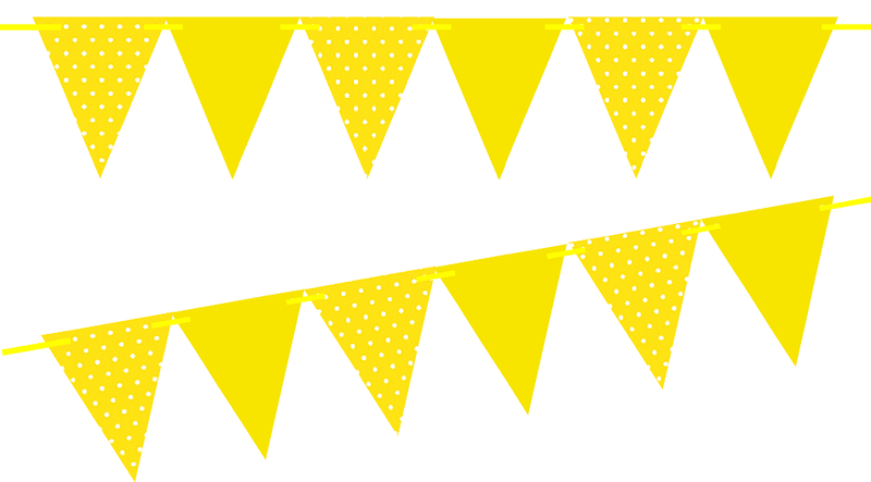 Yellow Polka Dot - Solid Yellow 10ft Vintage Pennant Banner Paper Triangle  Bunting Flags for Weddings, Birthdays, Baby Showers, Events & Parties