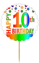 Happy 10th Birthday Rainbow Cupcake Decoration Topper Picks -12pk