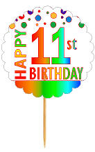 Happy 11th Birthday Rainbow Cupcake Decoration Topper Picks -12pk