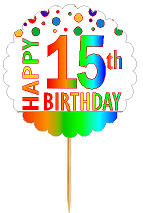 Happy 15th Birthday Rainbow Cupcake Decoration Topper Picks -12pk