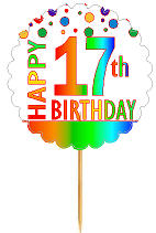 Happy 17th Birthday Rainbow Cupcake Decoration Topper Picks -12pk
