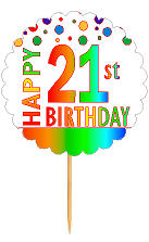 Happy 21st Birthday Rainbow Cupcake Decoration Topper Picks -12pk