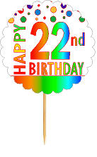 Happy 22nd Birthday Rainbow Cupcake Decoration Topper Picks -12pk