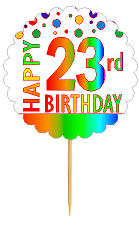 Happy 23rd Birthday Rainbow Cupcake Decoration Topper Picks -12pk
