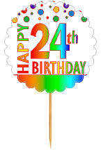 Happy 24th Birthday Rainbow Cupcake Decoration Topper Picks -12pk