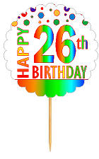 Happy 26th Birthday Rainbow Cupcake Decoration Topper Picks -12pk