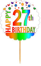 Happy 27th Birthday Rainbow Cupcake Decoration Topper Picks -12pk