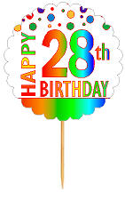 Happy 28th Birthday Rainbow Cupcake Decoration Topper Picks -12pk