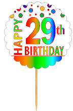 Happy 29th Birthday Rainbow Cupcake Decoration Topper Picks -12pk