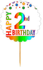 Happy 2nd Birthday Rainbow Cupcake Decoration Topper Picks -12pk