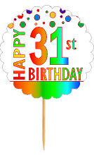 Happy 31st Birthday Rainbow Cupcake Decoration Topper Picks -12pk