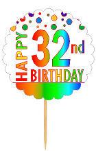 Happy 32nd Birthday Rainbow Cupcake Decoration Topper Picks -12pk