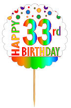 Happy 33rd Birthday Rainbow Cupcake Decoration Topper Picks -12pk