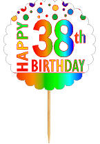 Happy 38th Birthday Rainbow Cupcake Decoration Topper Picks -12pk