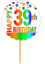 Happy 39th Birthday Rainbow Cupcake Decoration Topper Picks -12pk
