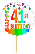 Happy 41st Birthday Rainbow Cupcake Decoration Topper Picks -12pk