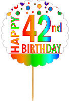 Happy 42nd Birthday Rainbow Cupcake Decoration Topper Picks -12pk