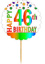 Happy 46th Birthday Rainbow Cupcake Decoration Topper Picks -12pk