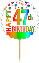 Happy 47th Birthday Rainbow Cupcake Decoration Topper Picks -12pk