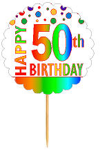 Happy 50th Birthday Rainbow Cupcake Decoration Topper Picks -12pk