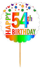Happy 54th Birthday Rainbow Cupcake Decoration Topper Picks -12pk