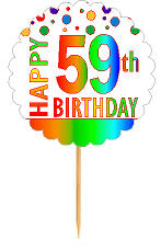 Happy 59th Birthday Rainbow Cupcake Decoration Topper Picks -12pk