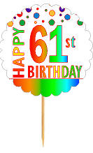 Happy 61st Birthday Rainbow Cupcake Decoration Topper Picks -12pk