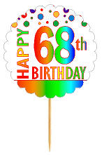 Happy 68th Birthday Rainbow Cupcake Decoration Topper Picks -12pk