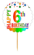 Happy 6th Birthday Rainbow Cupcake Decoration Topper Picks -12pk