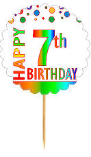Happy 7th Birthday Rainbow Cupcake Decoration Topper Picks -12pk