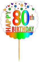 Happy 80th Birthday Rainbow Cupcake Decoration Topper Picks -12pk