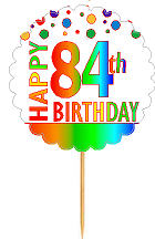 Happy 84th Birthday Rainbow Cupcake Decoration Topper Picks -12pk