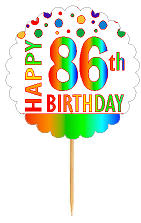 Happy 86th Birthday Rainbow Cupcake Decoration Topper Picks -12pk