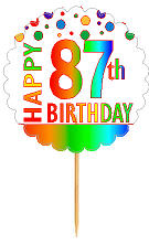 Happy 87th Birthday Rainbow Cupcake Decoration Topper Picks -12pk