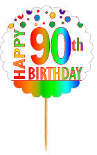Happy 90th Birthday Rainbow Cupcake Decoration Topper Picks -12pk