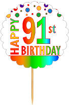 Happy 91st Birthday Rainbow Cupcake Decoration Topper Picks -12pk