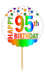Happy 95th Birthday Rainbow Cupcake Decoration Topper Picks -12pk