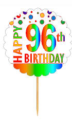 Happy 96th Birthday Rainbow Cupcake Decoration Topper Picks -12pk