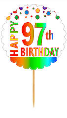 Happy 97th Birthday Rainbow Cupcake Decoration Topper Picks -12pk