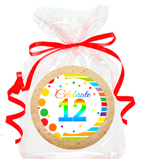 12th Birthday - Anniversary Rainbow Image Freshly Baked Party Favor - Gift Decorated Sugar Cookies - 12pk