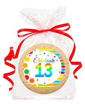 13th Birthday - Anniversary Rainbow Image Freshly Baked Party Favor - Gift Decorated Sugar Cookies - 12pk