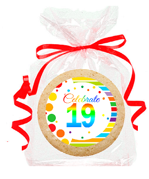 19th Birthday - Anniversary Rainbow Image Freshly Baked Party Favor - Gift Decorated Sugar Cookies - 12pk