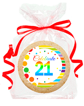 21st Birthday - Anniversary Rainbow Image Freshly Baked Party Favor - Gift Decorated Sugar Cookies - 12pk