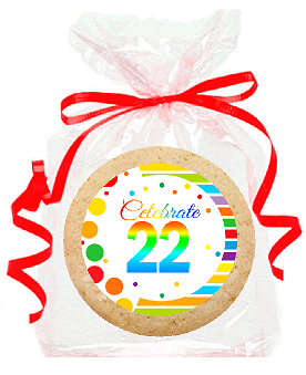 22nd Birthday - Anniversary Rainbow Image Freshly Baked Party Favor - Gift Decorated Sugar Cookies - 12pk