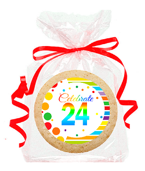24th Birthday - Anniversary Rainbow Image Freshly Baked Party Favor - Gift Decorated Sugar Cookies - 12pk