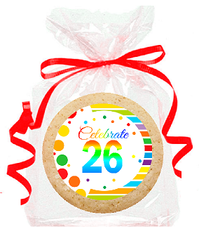26th Birthday - Anniversary Rainbow Image Freshly Baked Party Favor - Gift Decorated Sugar Cookies - 12pk