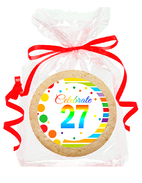 27th Birthday - Anniversary Rainbow Image Freshly Baked Party Favor - Gift Decorated Sugar Cookies - 12pk