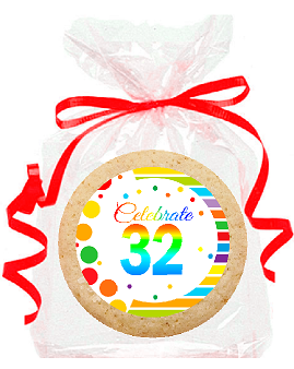 32nd Birthday - Anniversary Rainbow Image Freshly Baked Party Favor - Gift Decorated Sugar Cookies - 12pk