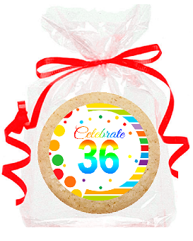 36th Birthday - Anniversary Rainbow Image Freshly Baked Party Favor - Gift Decorated Sugar Cookies - 12pk